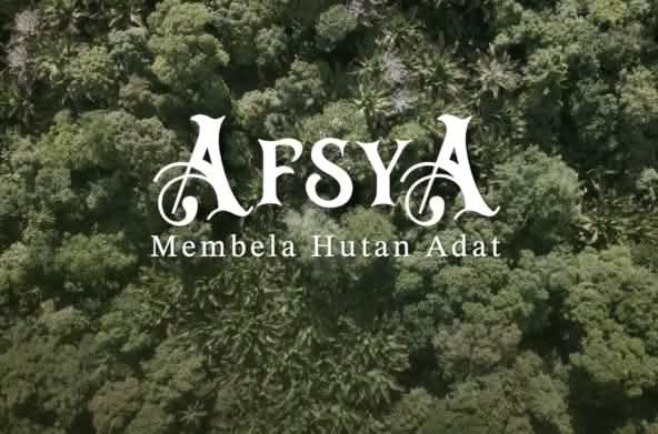 Pemandangan hutan dengan judul film: Afsya. Membela hutan adat