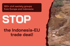 Plakat STOP the Indonesian-EU trade deal!