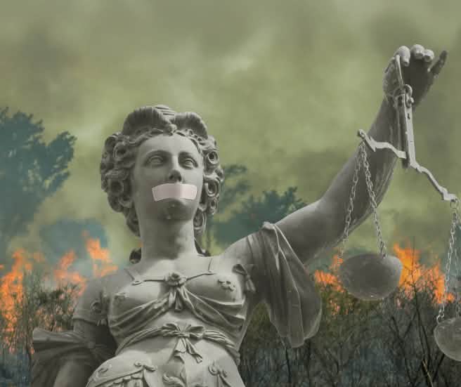 Kolase: Ratu keadilan di depan hutan hujan yang terbakar