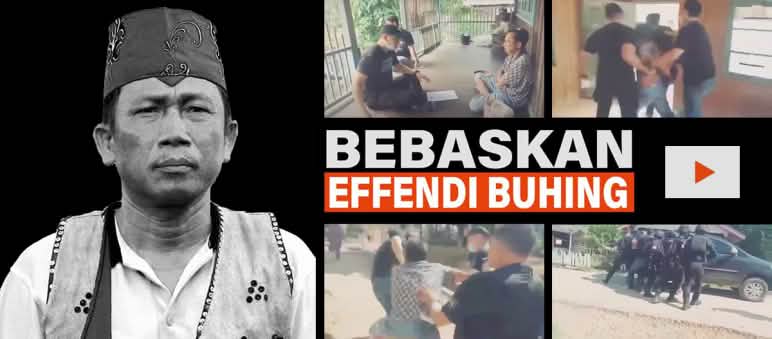 Solidaritas luas untuk ketua adat Laman Kinipan Bebaskan Effendi Buhing! Montase foto