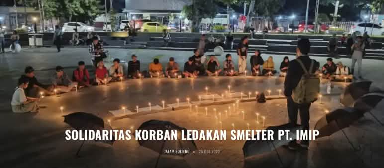 Solidaritas dengan korban ledakan di smelter IMIP lilin untuk korban