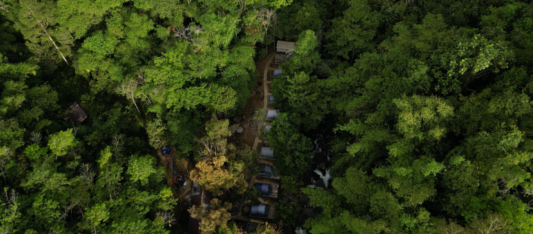 Glamping Malaris Adventure Camp (MAC) Desa Malaris tersembunyi di hutan pergunungan Meratus